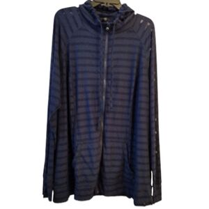 Torrid Plus Size Active Navy Hooded Full Zip Shadow Stripe Hoodie Jacket 4X